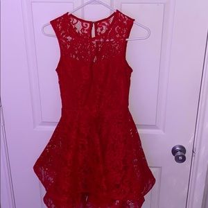 Jodi Kristopher red lace dress